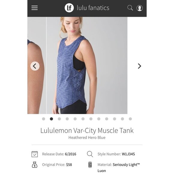 Lululemon Var-City Muscle Tank Heathered Hero Blue - Picture 4 of 4